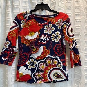 Talbots Red and Blue Floral Blouse